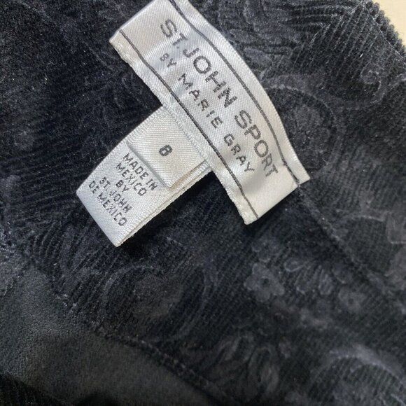 St. John Sport by Marie Gray Fashion Fit Black‎ Corduroy Pants Size 8 Wide Leg - Picture 9 of 12